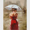 اکریلیک هنر مدرن نقاشی رنگ روغن دختر تزئینی دیواری با لباس قرمز روی بوم