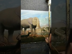 نقاشی انتزاعی فیل رنگارنگ روی هنر دیوار بوم