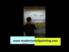 نقاشی انتزاعی روی بوم نقاشی با فویل طلا برای تزئین