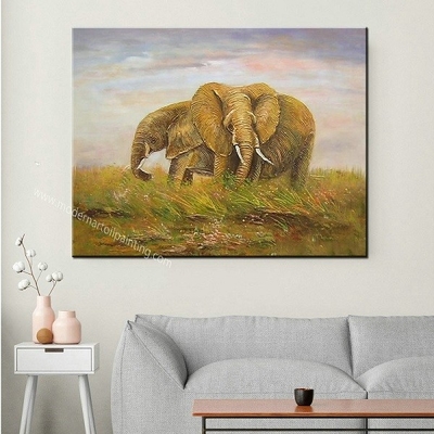 100% دست ساز خانوادگی فیل عاشق نقاشی رنگ روغن روی بوم نقاشی دیواری حیوانات زیبا برای دکوراسیون منزل