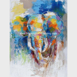 نقاشی انتزاعی رنگارنگ فیل روی بوم / نقاشی روی بوم با حیوانات