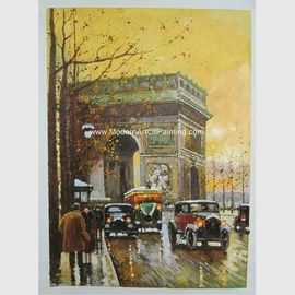 نقاشی رنگ روغن صحنه خیابان معاصر پاریس Arc De Triomphe On Canvas