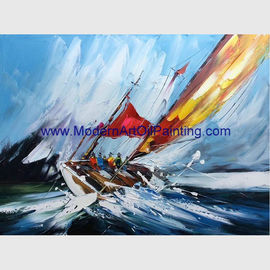 نقاشی رنگ روغن قایق های بادبانی، نقاشی رنگ روغن با مناظر دریایی برای دکور دیوار