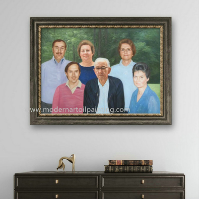 پرتره های رنگ روغن سفارشی خانوادگی برای تزئین کابینت نمای جانبی