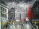 نقاشی انتزاعی پاریس / نقاشی رنگ روغن هنر مدرن برج ایفل پاریس تک تابلو