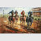 نقاشی رنگ روغن با چاقو پالت انتزاعی روی بوم / اسب در حال دویدن نقاشی هنری ورزشی
