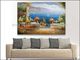 هنر دیوار باغ مدیترانه دریا منظره نقاشی رنگ روغن بندرگاه تعطیلات