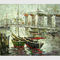 نقاشی رنگ روغن قایق های با دست روشن در زمان جزر، هنر بوم انتزاعی مدرن
