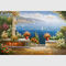 هنر دیوار باغ مدیترانه دریا منظره نقاشی رنگ روغن بندرگاه تعطیلات