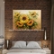 چاقوی پالت آفتابگردان نقاشی رنگ روغن گلها هنر دیوار برای اتاق خواب